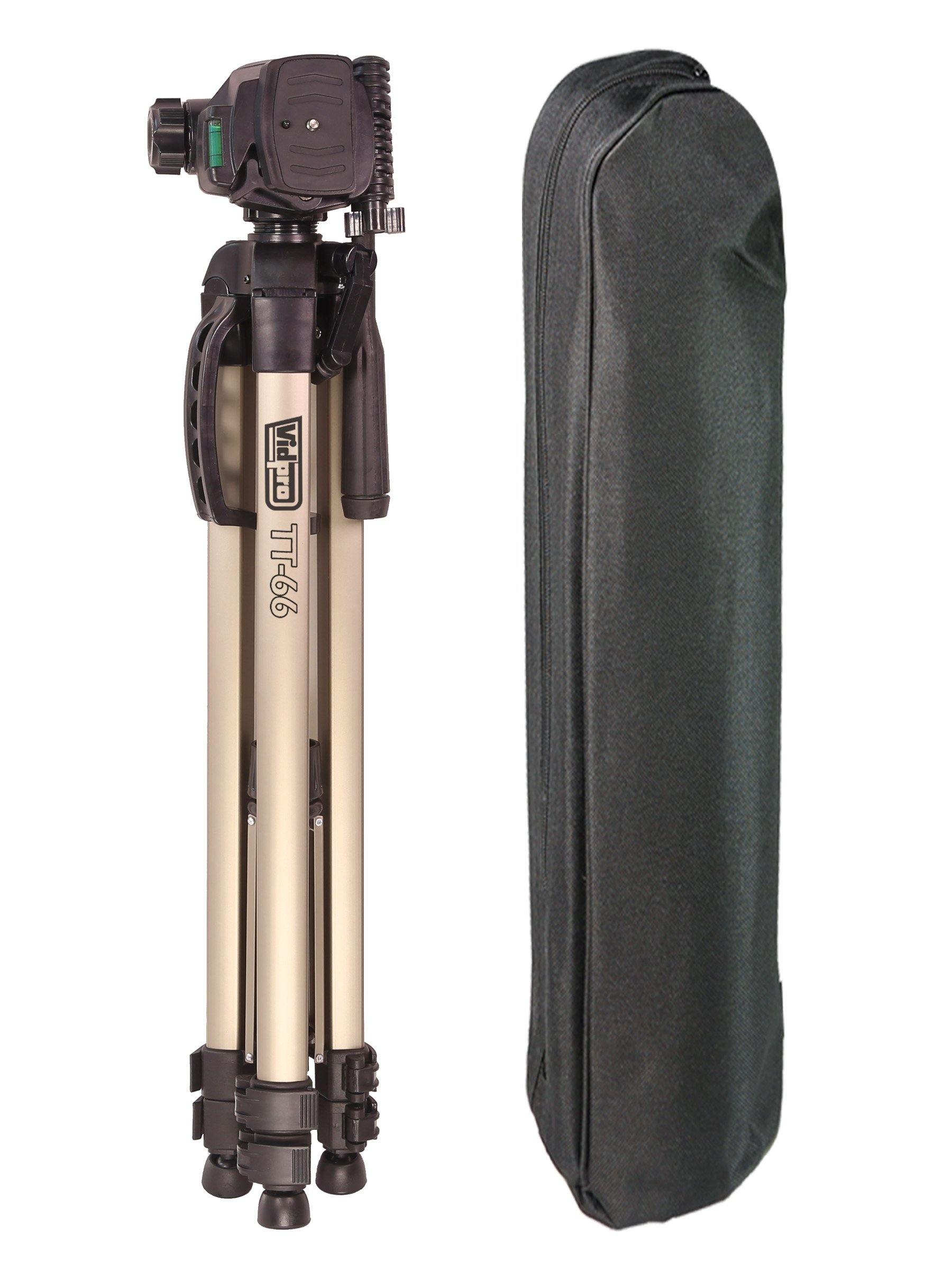 TT Series Heavy-Duty Aluminum Tripods with 3-Way Pan & Tilt Head TT-66 - Vidpro