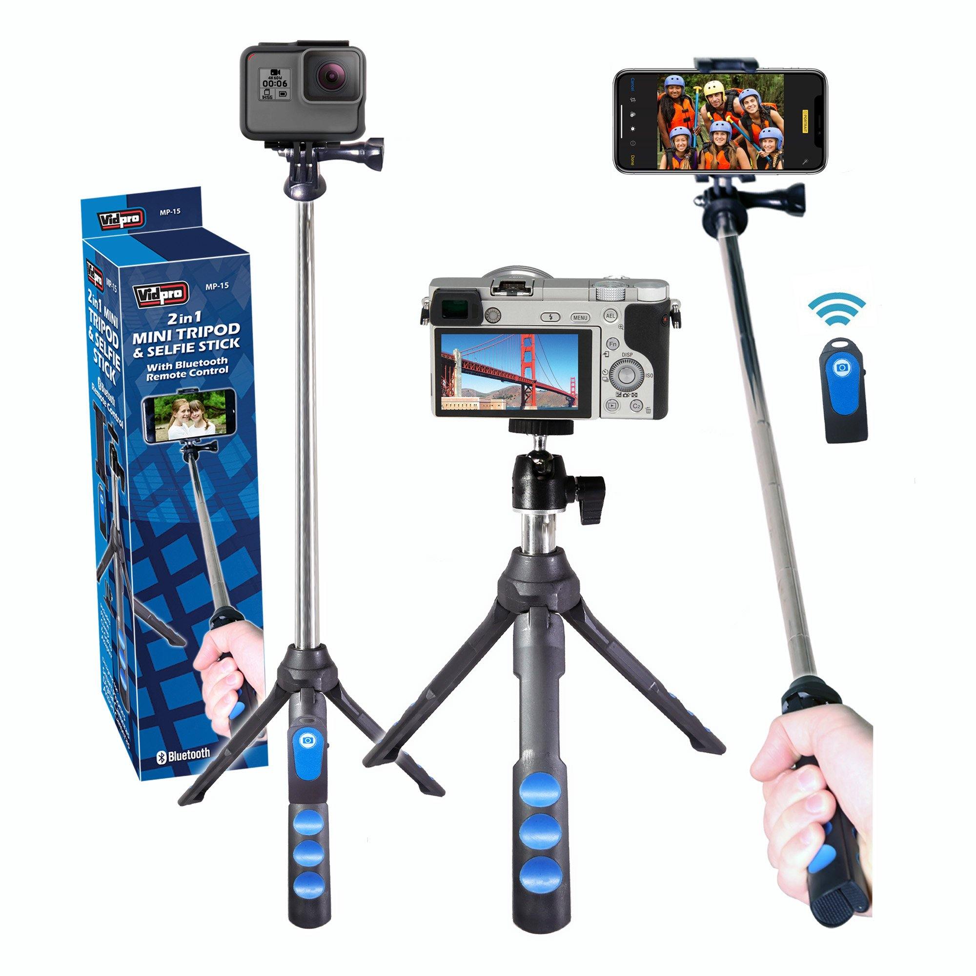 MP-15 2-in-1 Mini Tripod and Selfie Stick with Bluetooth remote contro ...