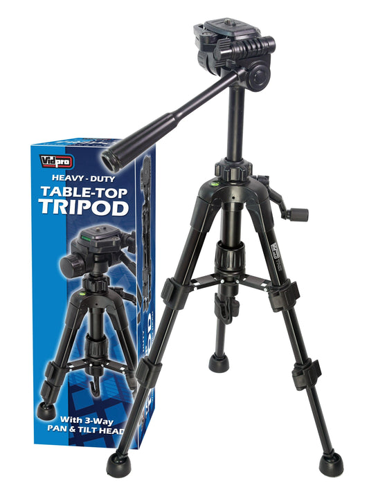 TT-22 Heavy-Duty Aluminum Table-Top Tripod with 3-Way Pan & Tilt Head - Vidpro