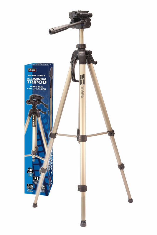 TT Series Heavy-Duty Aluminum Tripods with 3-Way Pan & Tilt Head TT-66 - Vidpro